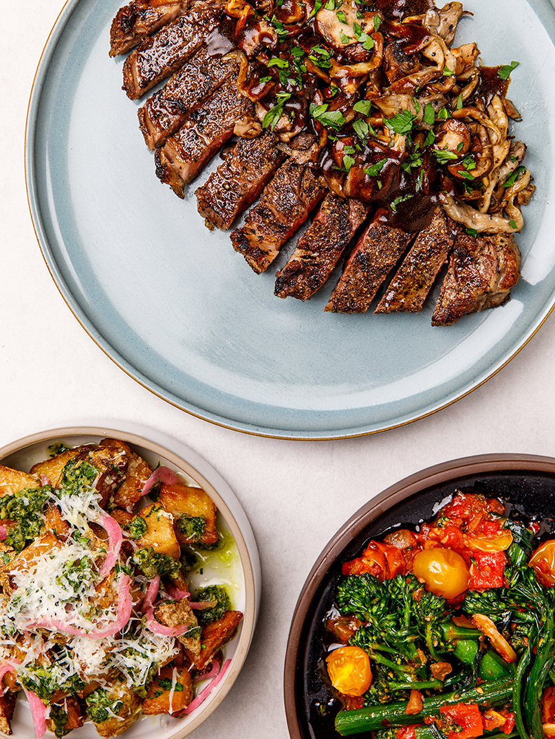 STEAK TAGLIATA + MUSHROOM with sides